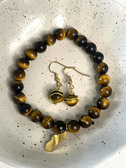 Parure "Force Intuitive" en Pierre d'Oeil de Tigre