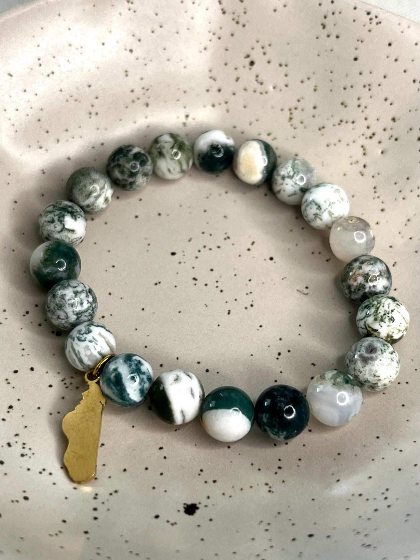 Modèle ”Genova” Pierre d’Agate “Arbre” 8mm