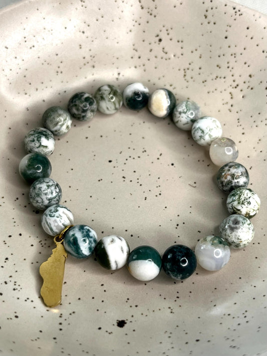 Modèle ”Genova” Pierre d’Agate “Arbre” 8mm