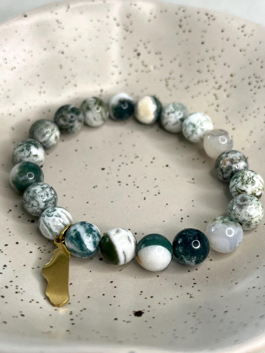 Modèle ”Genova” Pierre d’Agate “Arbre” 8mm