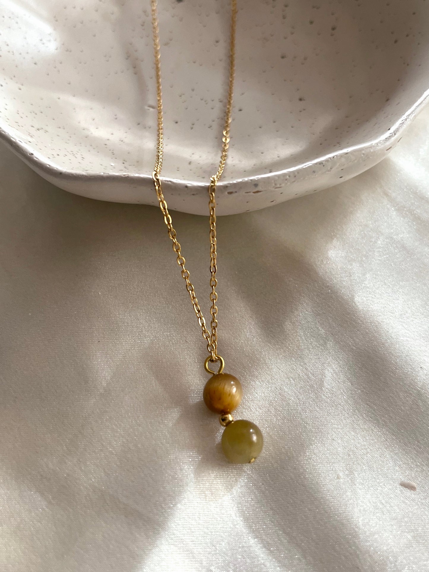 Collier "Giorgia" - Pierres d'Oeil de Tigre doré 8mm
