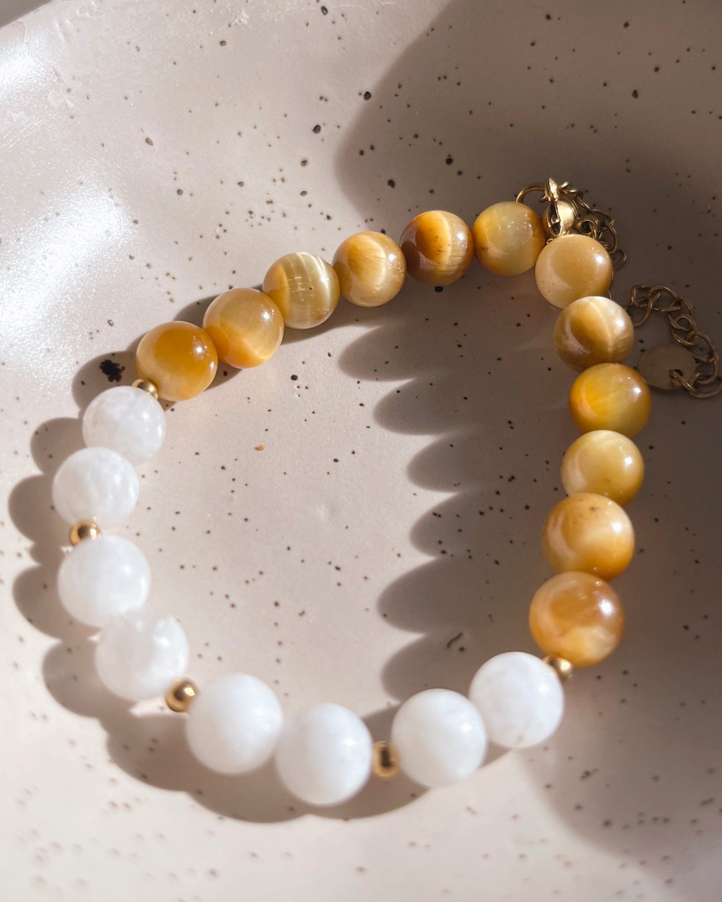 Bracelet "Giorgia" - Pierre de Lune & Oeil de tigre doré