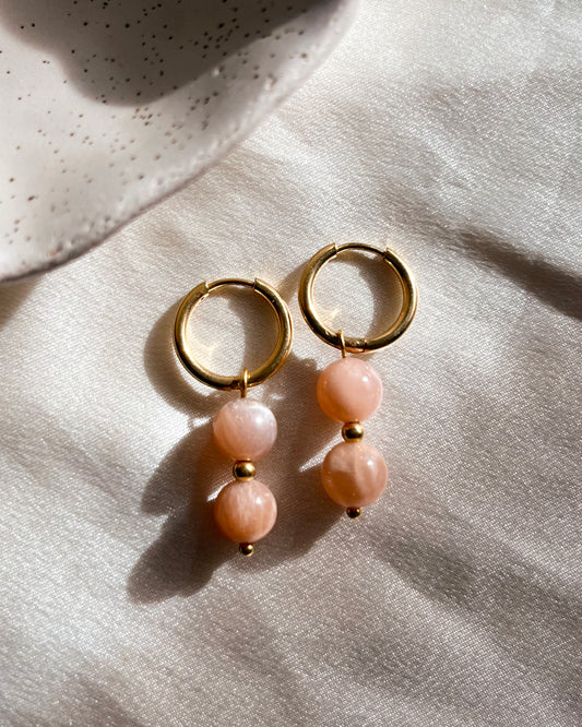 Boucles d'oreilles "Giulia" - Pierre de Soleil 8mm