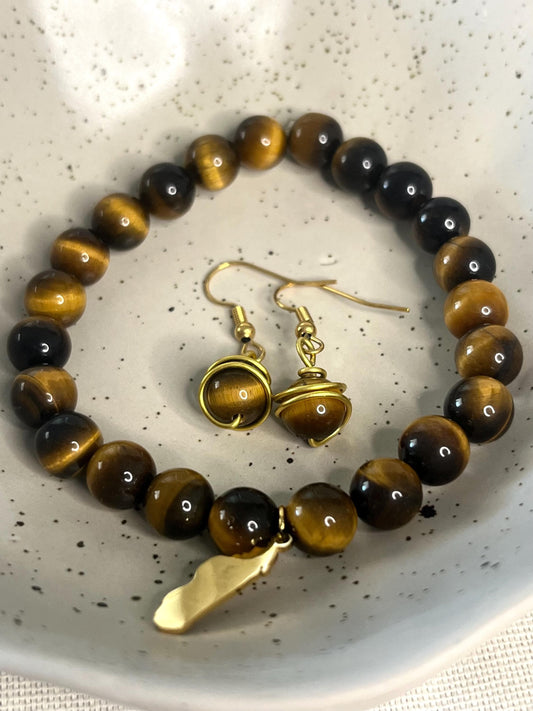 Parure "Force Intuitive" en Pierre d'Oeil de Tigre